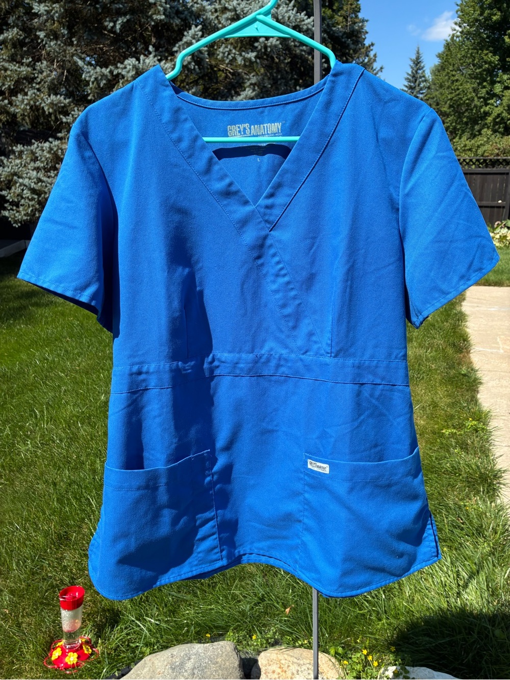 Grey's Anatomy Royal Blue Wrap Scrub Top